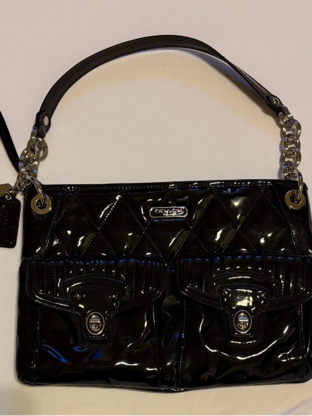 Vintage Coach Y2K Liquid Gloss Collection Shoulder Bag with Chain-Link Strap